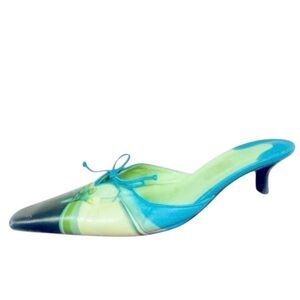 Icon Wearable Art Teal Green Mules Slides Shoes 8.5